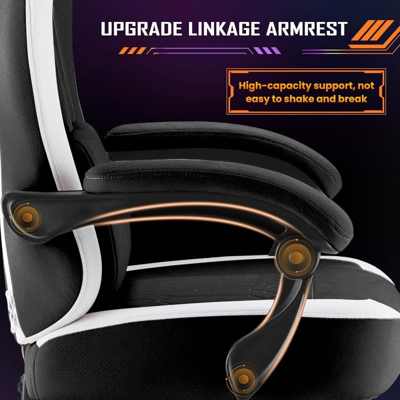 Computer Game Chair - Ergonomic Office Chair with Foot and Lumbar Support, Height Adjustable Work Chair, Headrests, Armrests, and Rollers