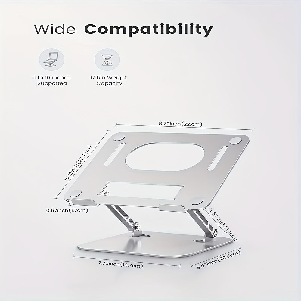 Laptop Stand Adjustable Computer Stand Sturdy Aluminum Alloy Laptop Stand Foldable Laptop Stand Portable Laptop Stand For 11-16 Inch Laptops, Tablets, Etc. (Silver, Black)