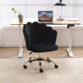 Modern Swivel Office Chair with Luxury Velvet Upholstery & Golden Metal Base - Height-Adjustable 360° Rotating Task Chair, Vanity Desk Chair for Home Office, Bedside or Dressing Table - Shell Back & Sponge (Easy Assembly)