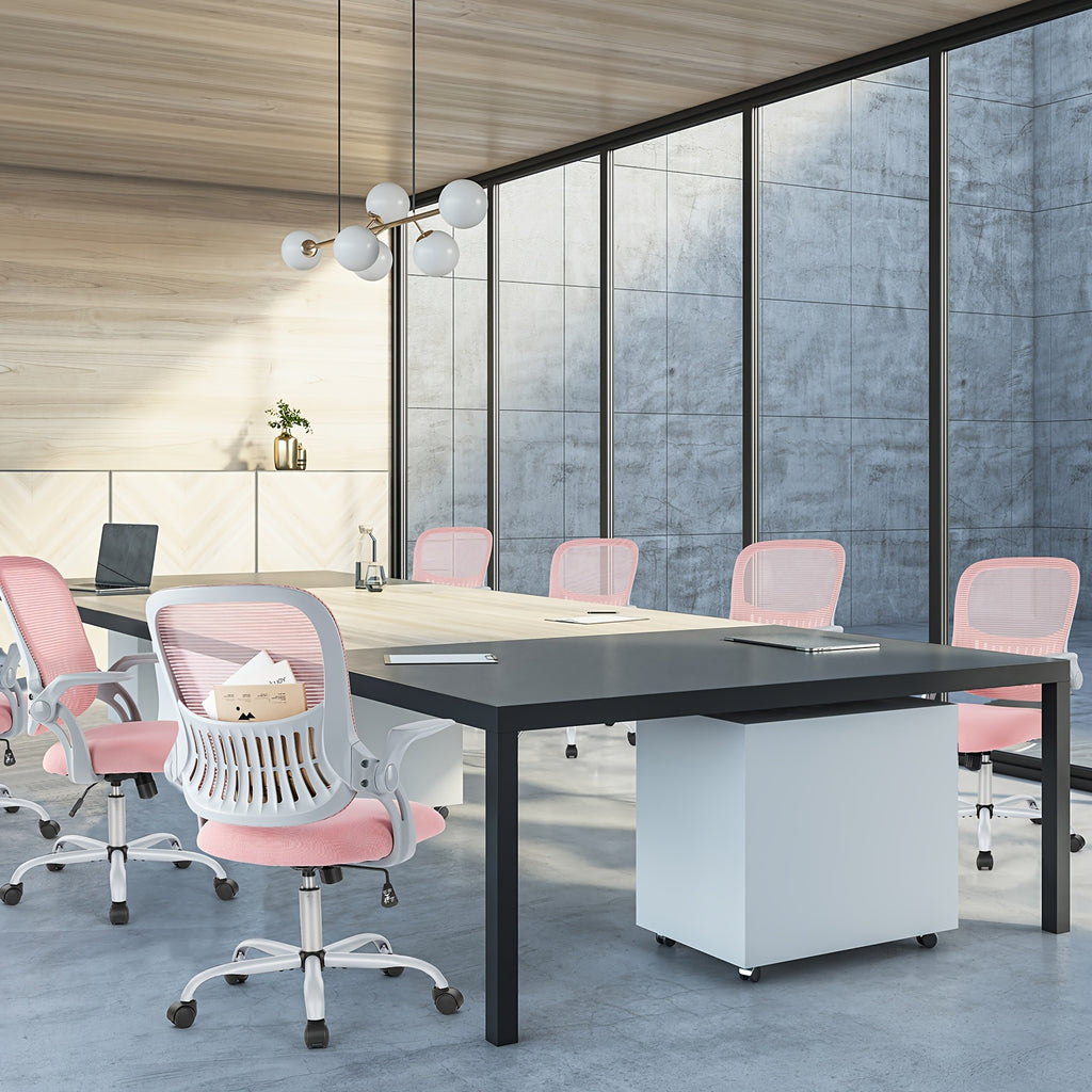 Ergonomic Gaming Chair Ergonomic Office Desk Computer Chair, High Back Comfy Swivel Home Gaming Mesh Chairs With Wheels, Adjustable Headrest, Comfortable Lumbar Support, Flip-up Arms, 144° Tilt For Study