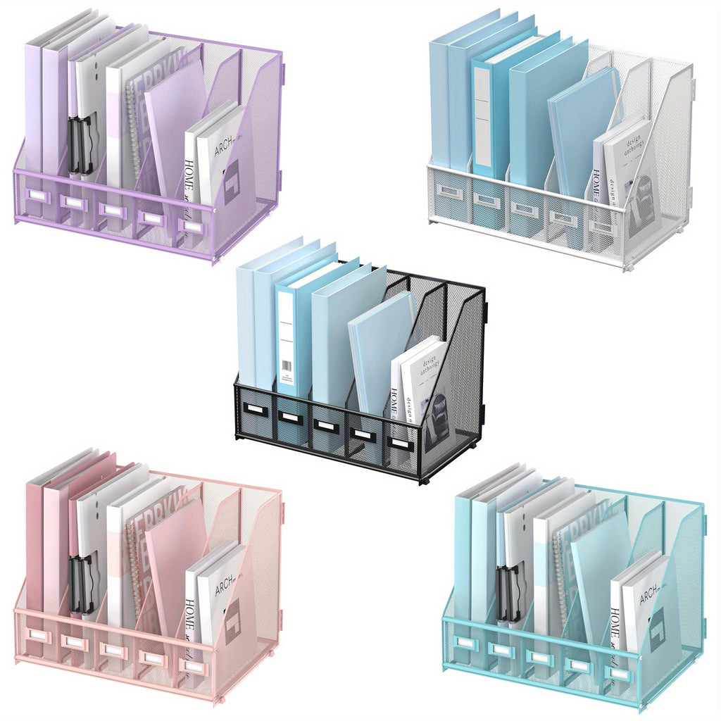 JMHUD A desk and file rack with 5 vertical compartments, magazine and document storage organizer, which can be placed on the office desktop and home workspace