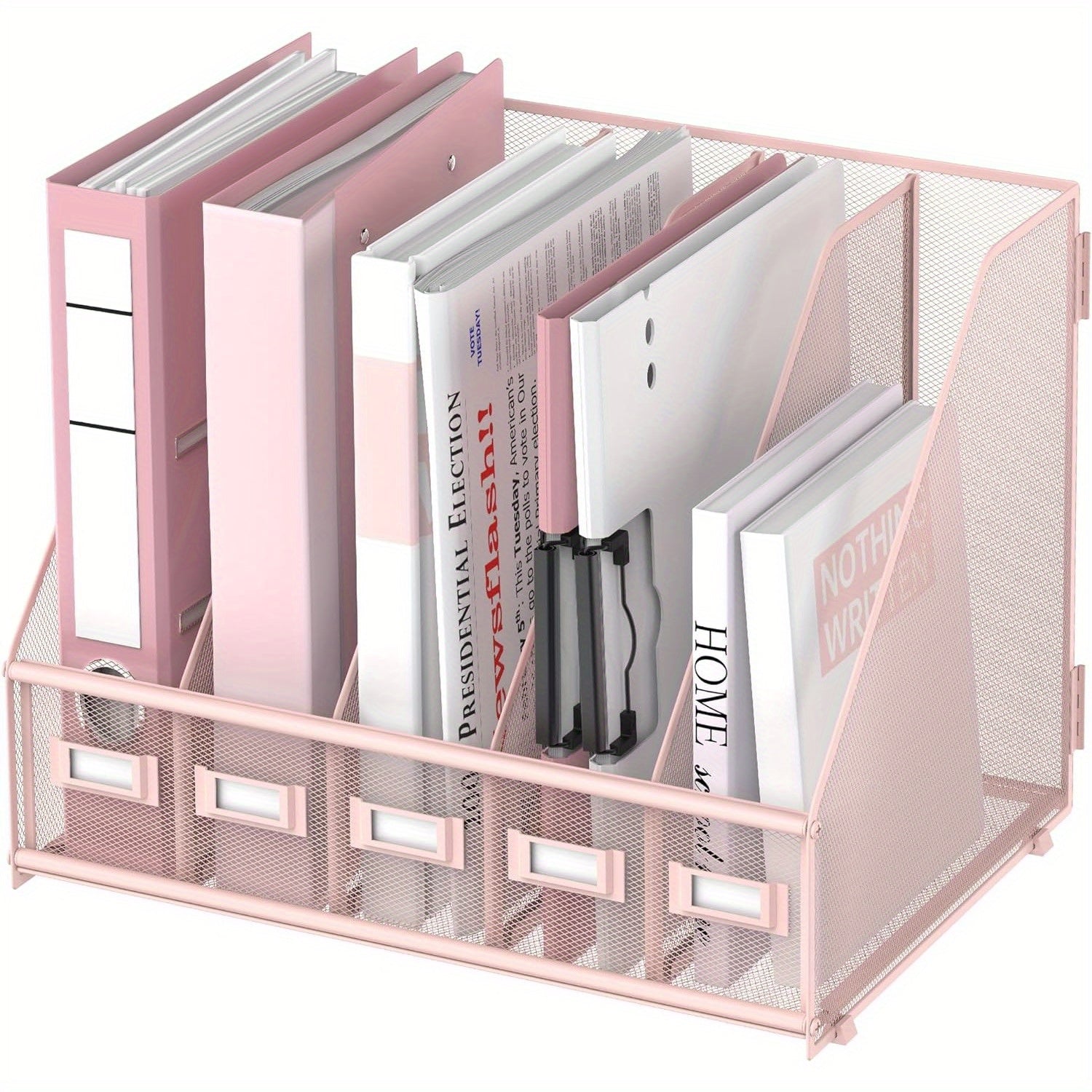 JMHUD A desk and file rack with 5 vertical compartments, magazine and document storage organizer, which can be placed on the office desktop and home workspace