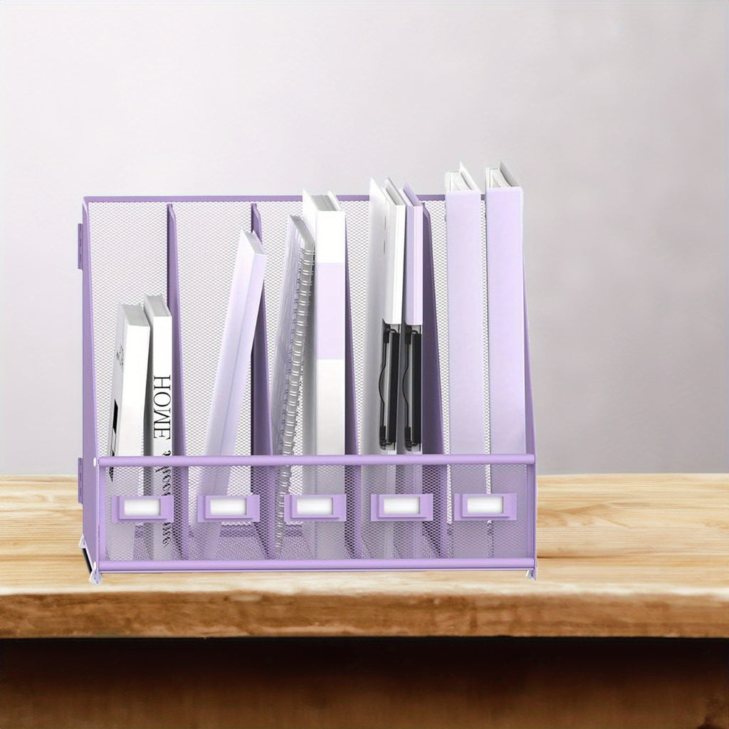 JMHUD A desk and file rack with 5 vertical compartments, magazine and document storage organizer, which can be placed on the office desktop and home workspace