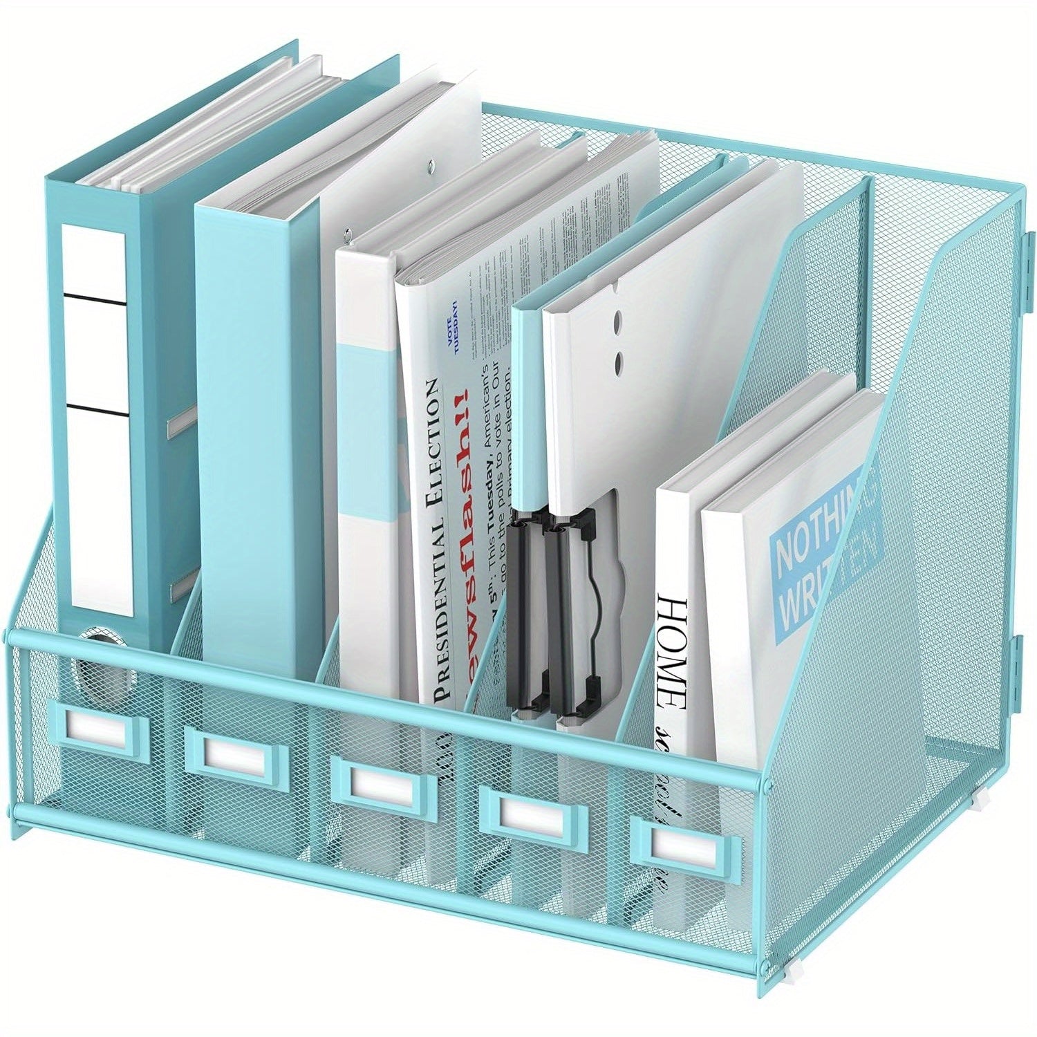 JMHUD A desk and file rack with 5 vertical compartments, magazine and document storage organizer, which can be placed on the office desktop and home workspace