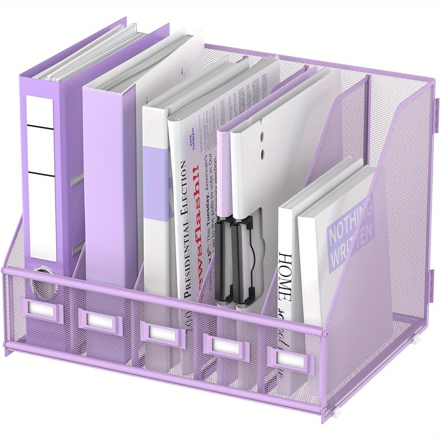 JMHUD A desk and file rack with 5 vertical compartments, magazine and document storage organizer, which can be placed on the office desktop and home workspace