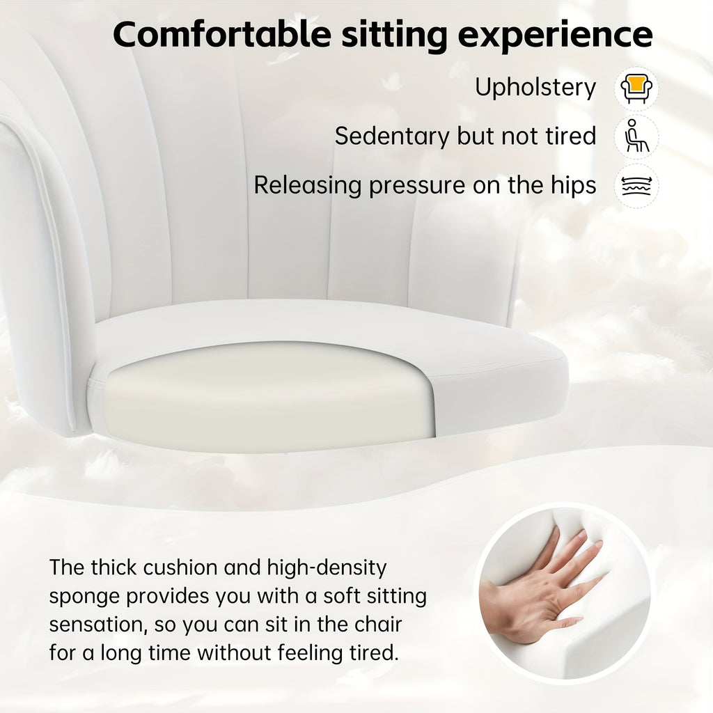 Modern Swivel Office Chair with Luxury Velvet Upholstery & Golden Metal Base - Height-Adjustable 360° Rotating Task Chair, Vanity Desk Chair for Home Office, Bedside or Dressing Table - Shell Back & Sponge (Easy Assembly)