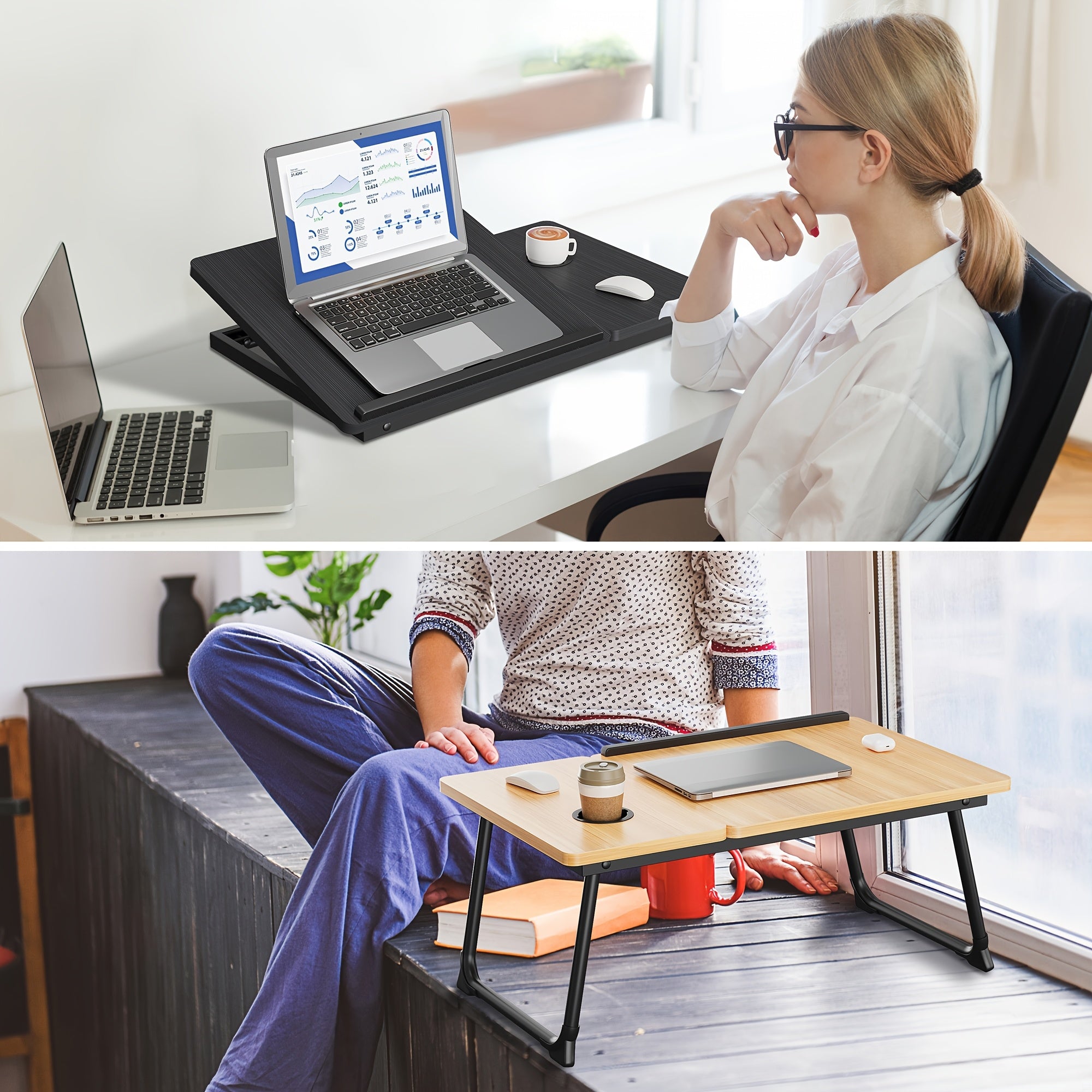 Lap Desk, Bed Desk for Laptop And Writing, Bed Trays for Eating And Laptops, Laptop Bed Desk for Couch, Lap Desks for Adults, Laptop Stand for Bed Table Tray, Adjustable  Desk, Folding Table, Portable Computer Desk, Breakfast In Bed Tray