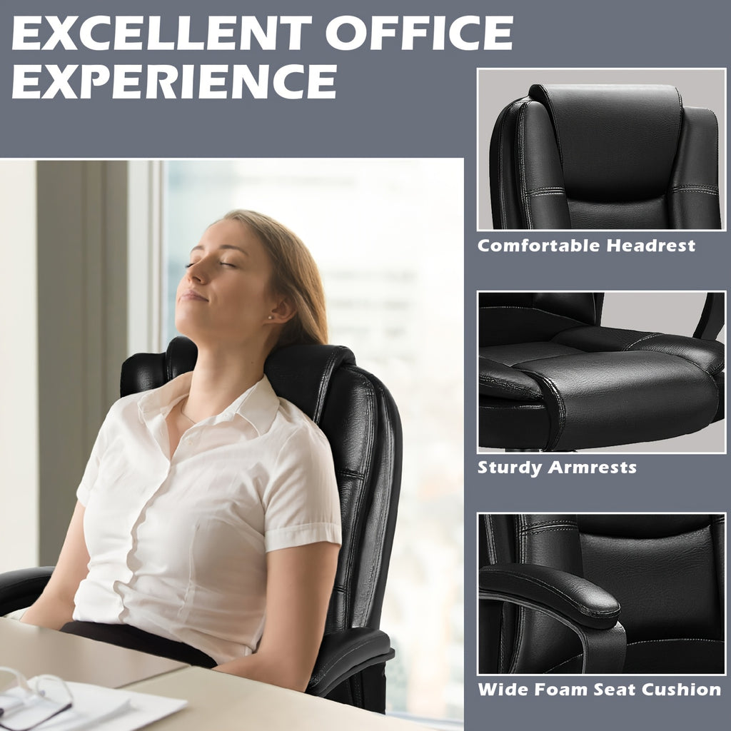 Home Office Desk Chair, 400LBS Big And Tall Managerial Executive Chair, High Back Computer Chair Gaming Chair, Ergonomic Adjustable Height Faux Leather Chair With Cushions Armrest, Heavy Duty Chair With Comfy Lumbar Support