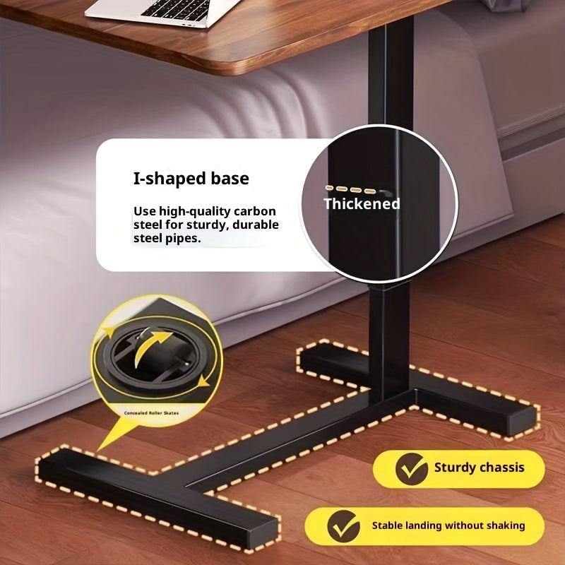 An Ergonomic Laptop Desk - Adjustable Height, Portable, with Hidden Wheels, And a Tiltable Surface for Home And Office Use, a Perfect Companion for Laptop Additions, Easy to Adjust And Reposition