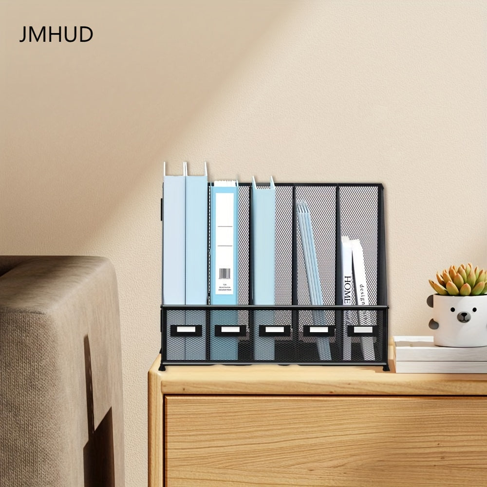JMHUD A desk and file rack with 5 vertical compartments, magazine and document storage organizer, which can be placed on the office desktop and home workspace