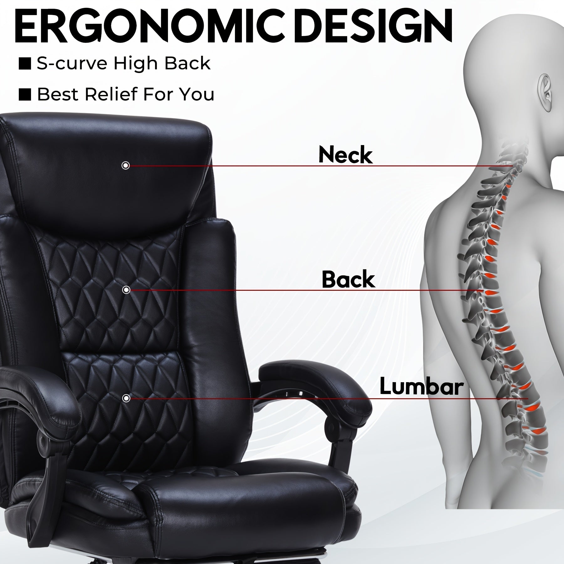 Reclining Office Chair Reclining Office Chair, Sturdy Office Chair with Footrest for Home Office