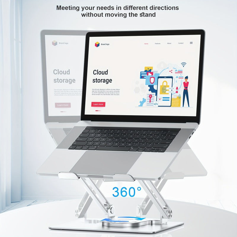 Adjustable Laptop Holder with a 360-Degree Rotating Base, Ergonomic And Foldable Design, Suitable for All Macbook Pro\u002FAir Models And Laptops Up to 17 Inches