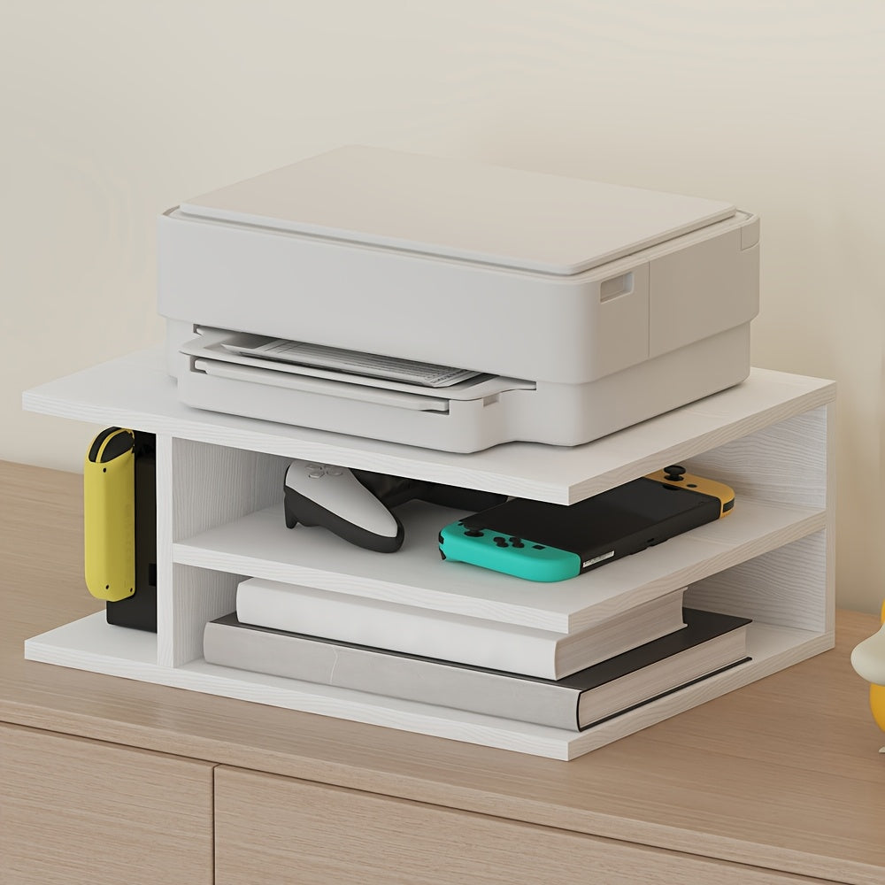 Desktop Shelf for Office Use, Storage for A4 Documents And Stationery, Suitable for Student Dorms And Home Desks, Featuring Multi-Layer Organization, Available in Various Colors, Practical And Simple Design for Printers, Raised Storage Solution.