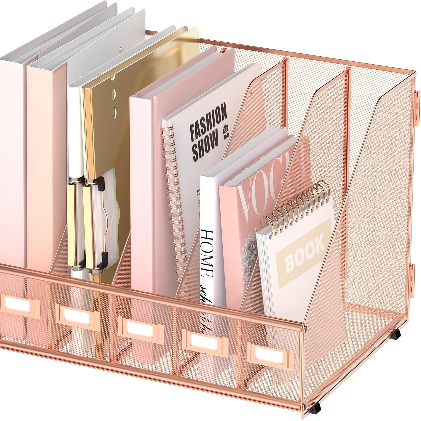 JMHUD A desk and file rack with 5 vertical compartments, magazine and document storage organizer, which can be placed on the office desktop and home workspace
