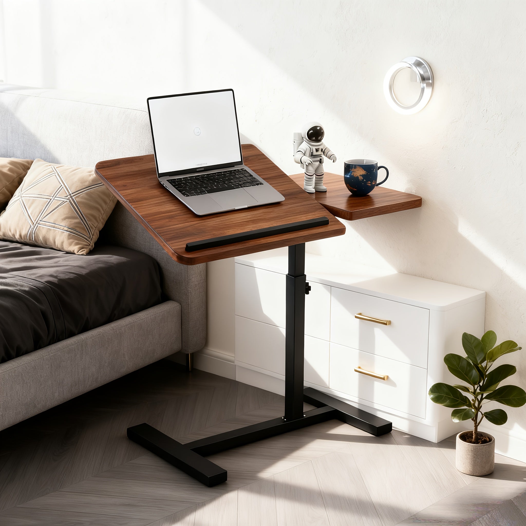 A 4-wheeled Portable Laptop Desk, A Multi-functional Tray Stand, A Bedside Desk That Can Be Flipped 90°-10°, A Mobile Laptop Cart with Hidden Wheels, A Rolling Computer Cart, A Height-adjustable Laptop Stand Desk, A Folding Desk, A Study Desk, An