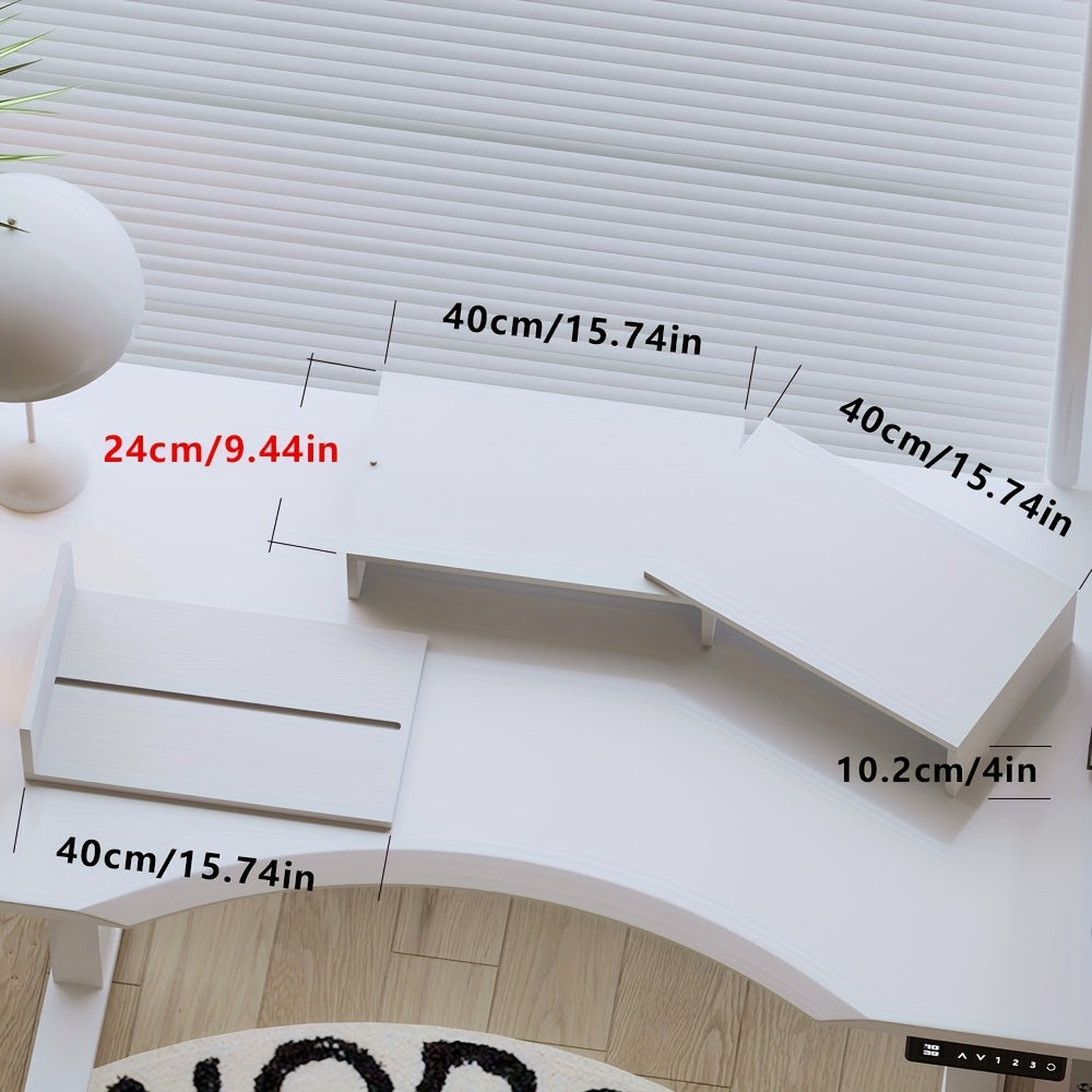 Heavy-Duty Wooden Computer Monitor Stand with Dual Screen Height Adjustment, Laptop Stand & Expandable Storage Shelf - Sturdy Desk Organizer for Home Office