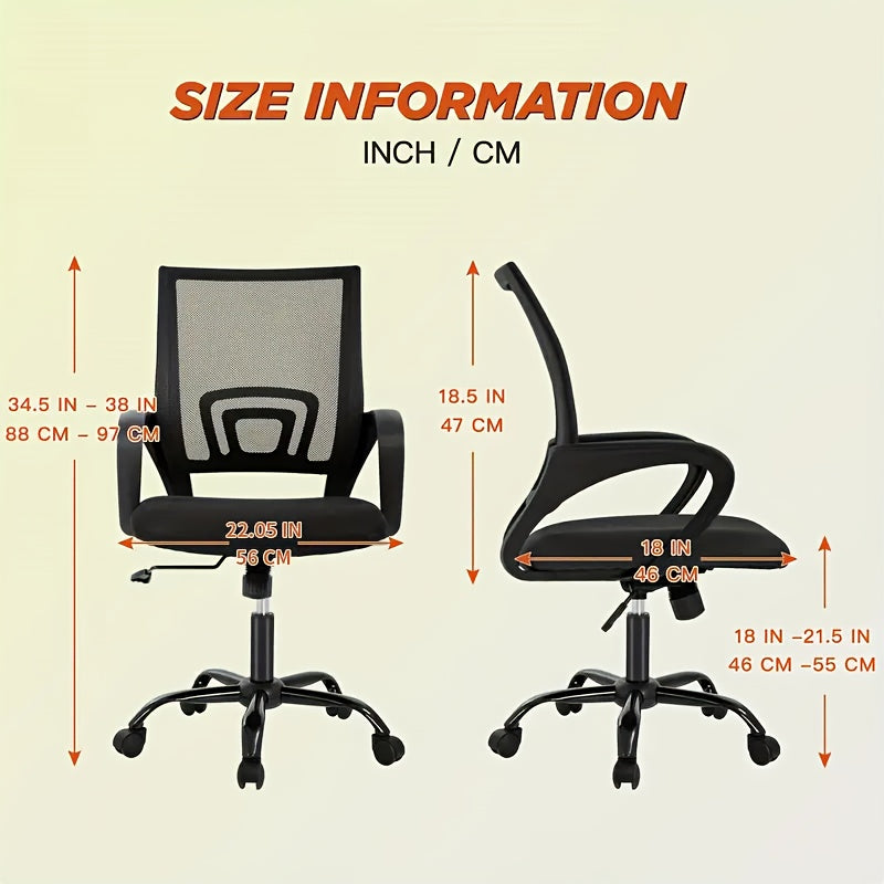 Ergonomic Mesh Office Chair Ergonomic Office Chair, Mesh Computer Chair, Back And Lumbar Support, Comfortable Padded Seat On 5 Wheels, Modern Executive Adjustable Chair