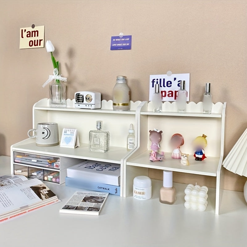 Enhanced Double Layer Storage Rack, Organizer for Office Supplies, Versatile Desktop Organizer - Ideal for Cosmetics, Stationery, And Book Storage - Perfect for Dorms, Bedrooms, Schools, And Office Displays