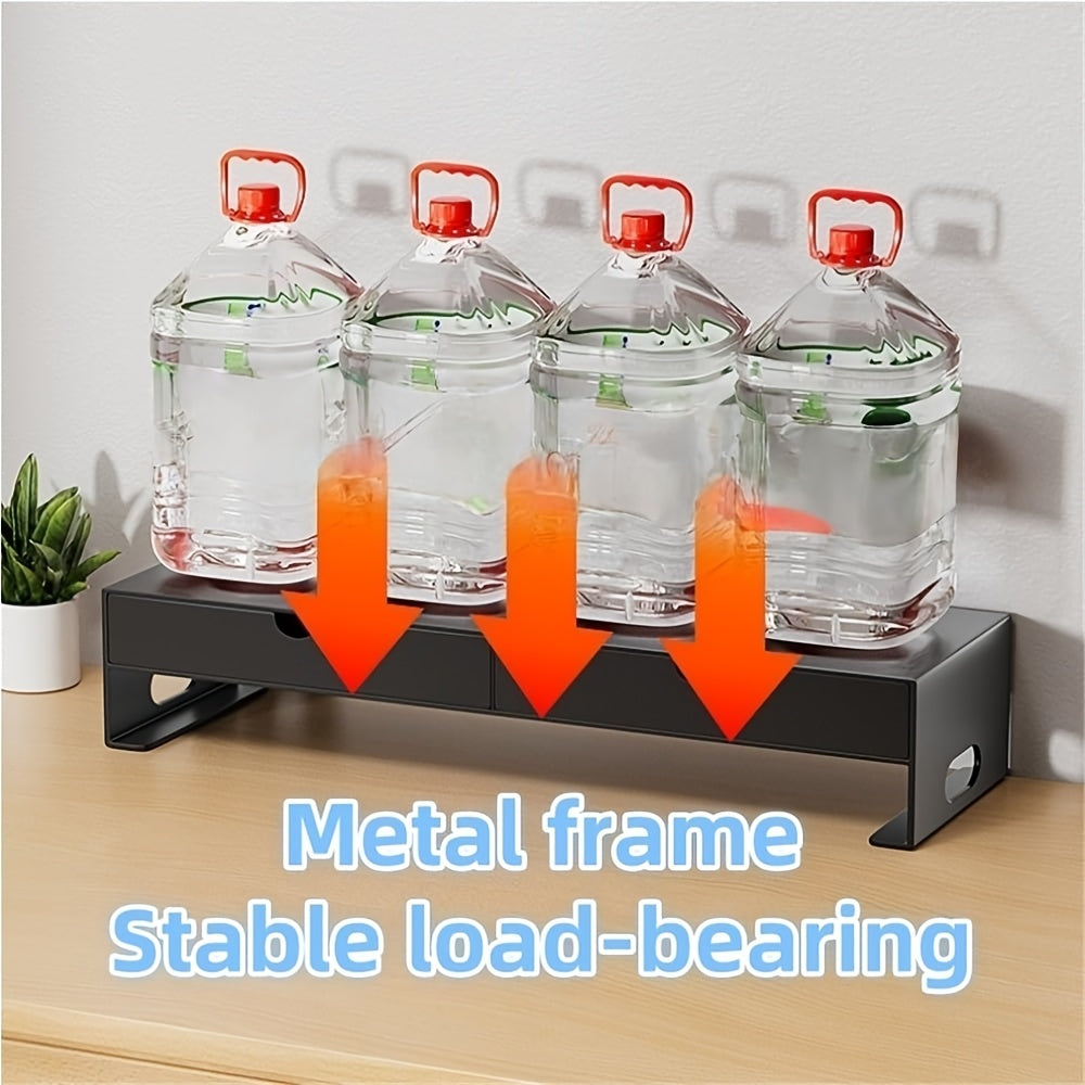 Metal Carbon Steel Computer Monitor Height-increasing Stand 60*25*10.7cm with Double Drawers, Desktop Notebook Stand, Desktop Storage Rack, Space-saving Office Desk, Bestseller, Home Office