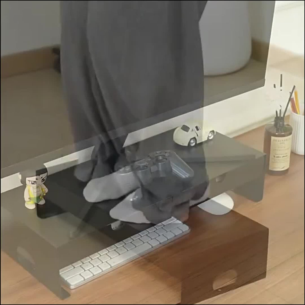 Metal Carbon Steel Computer Monitor Height-increasing Stand 60*25*10.7cm with Double Drawers, Desktop Notebook Stand, Desktop Storage Rack, Space-saving Office Desk, Bestseller, Home Office