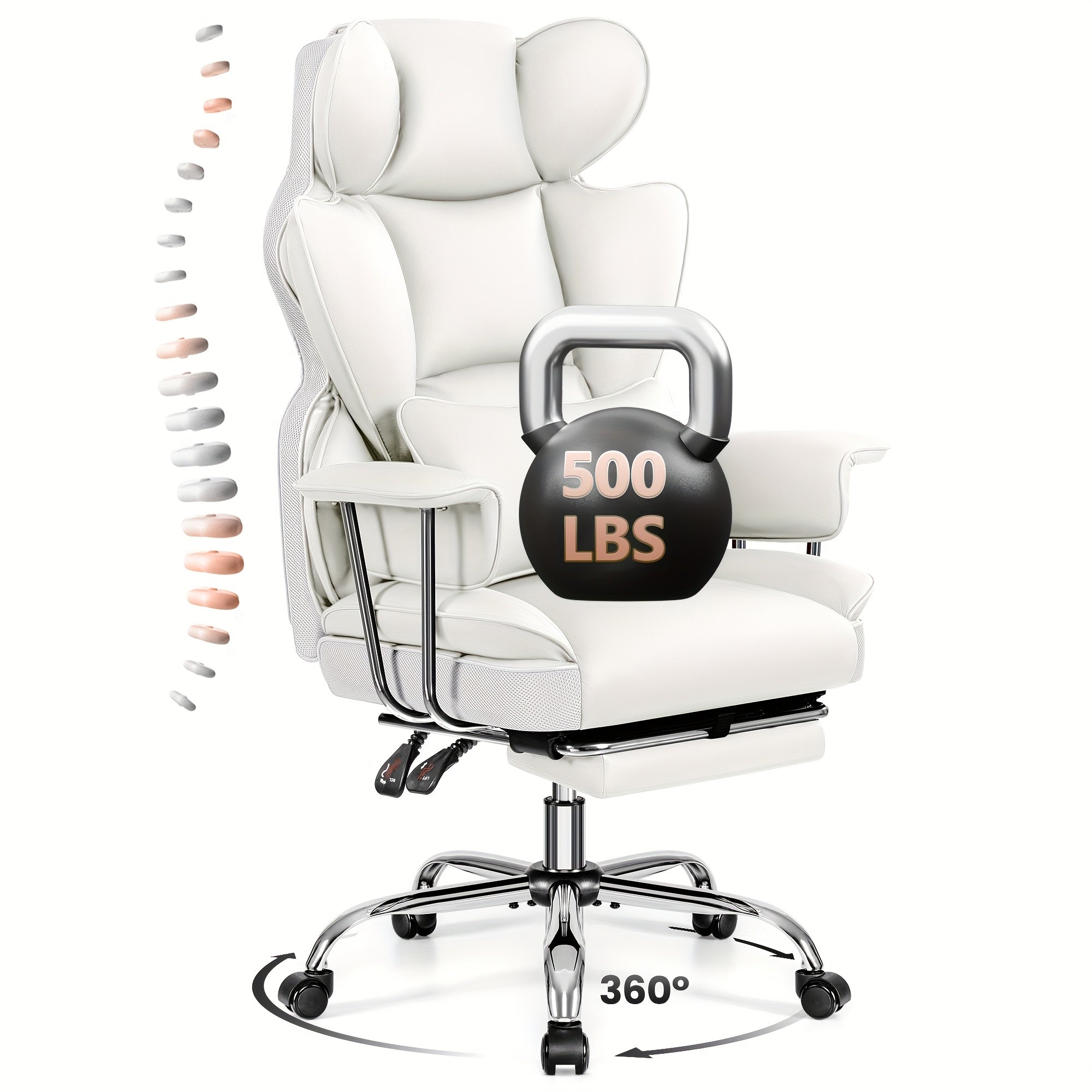 Actflame Premium Ergonomic Office Chair Designed for Larger Individuals - Executive High-Back Leather Featuring Improved Lumbar Support And Built-In Footrest - Ideal for Generous Living Spaces And Work Environments