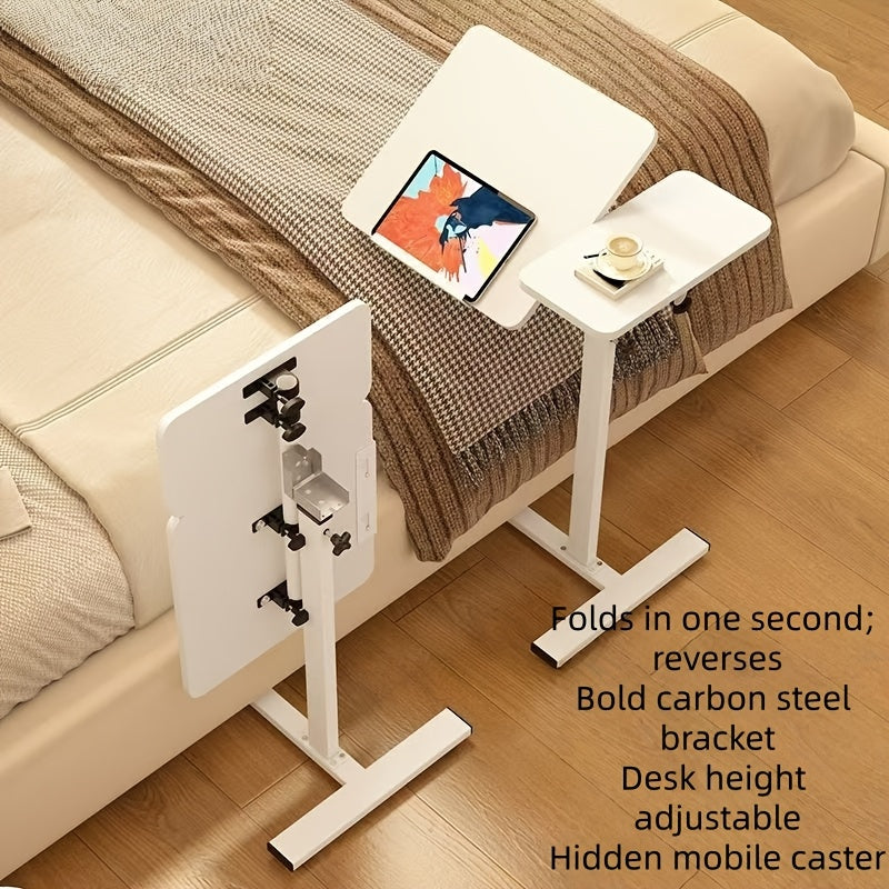 A 4-wheeled Portable Laptop Desk, A Multi-functional Tray Stand, A Bedside Desk That Can Be Flipped 90°-10°, A Mobile Laptop Cart with Hidden Wheels, A Rolling Computer Cart, A Height-adjustable Laptop Stand Desk, A Folding Desk, A Study Desk, An