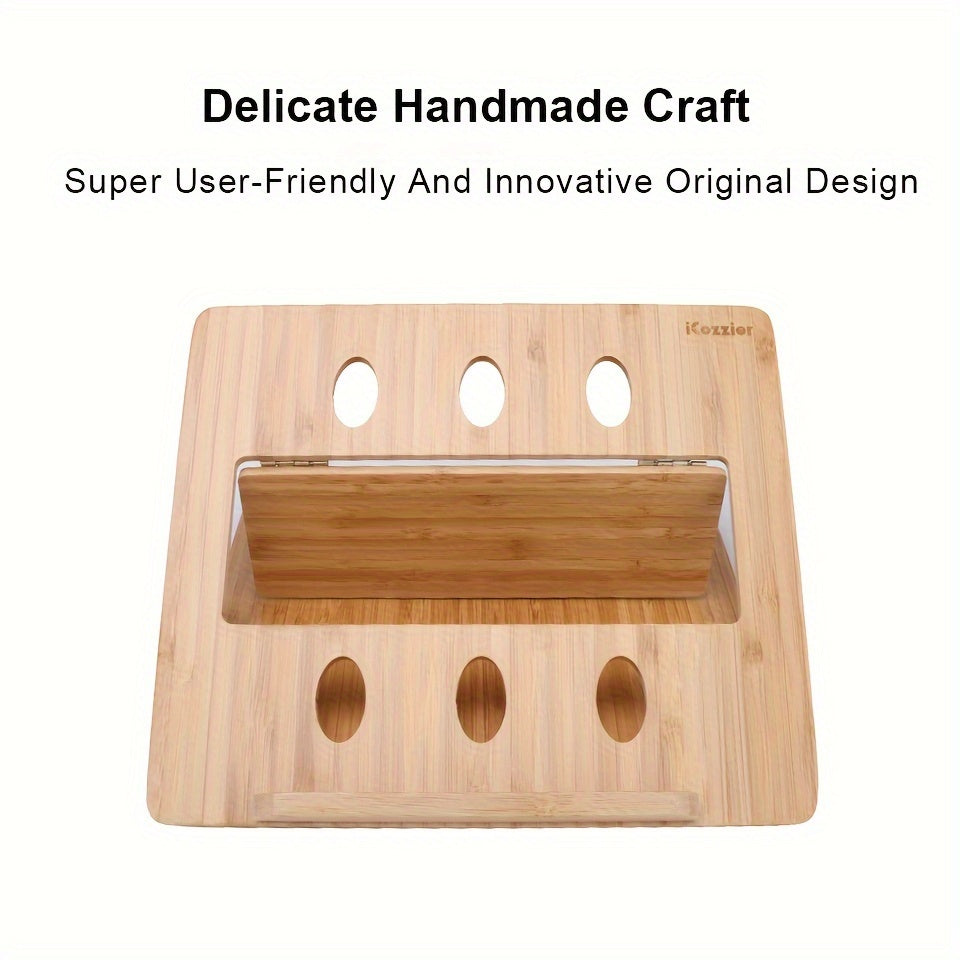 iCozzier Bamboo Foldable Laptop Stand Holder, Adjustable Notebook Tablet Desk Bed Heat Dissipation Mount for MacBook, Netbook, Ultrabook, Gift for Father, Mother, Boyfriend