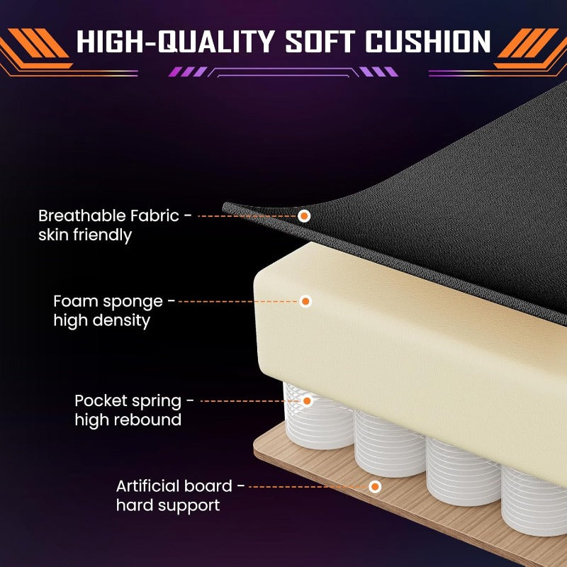 Computer Game Chair - Ergonomic Office Chair with Foot and Lumbar Support, Height Adjustable Work Chair, Headrests, Armrests, and Rollers