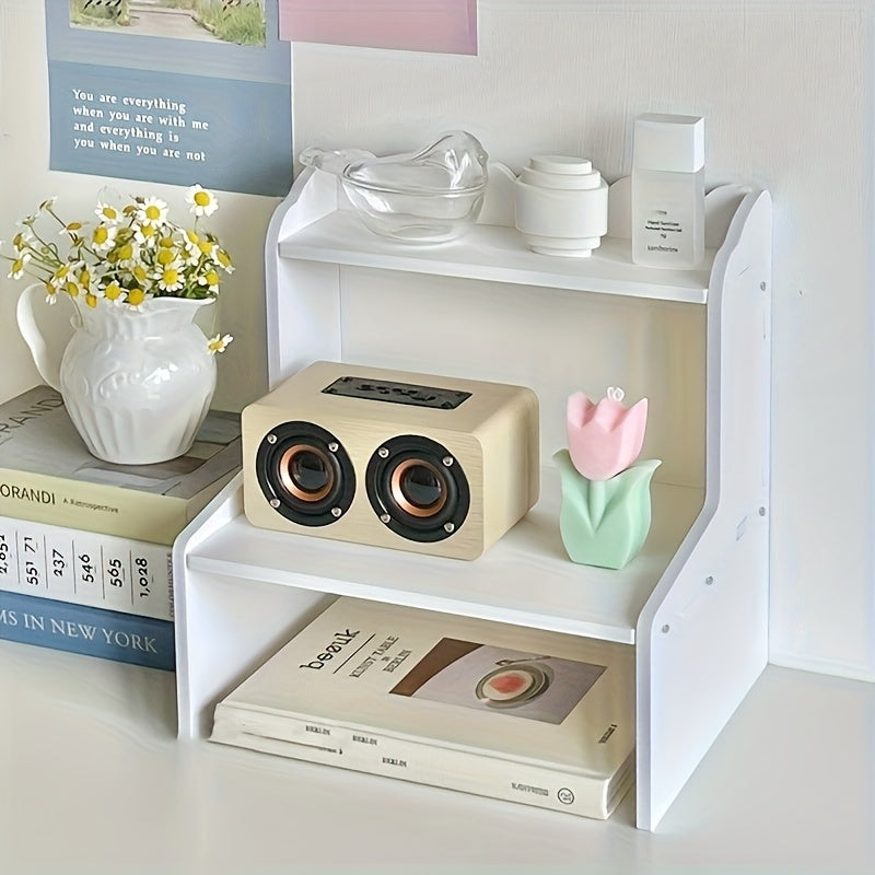 Enhanced Double Layer Storage Rack, Organizer for Office Supplies, Versatile Desktop Organizer - Ideal for Cosmetics, Stationery, And Book Storage - Perfect for Dorms, Bedrooms, Schools, And Office Displays