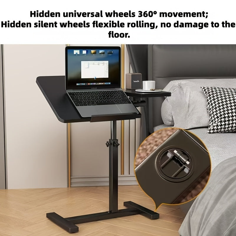 A 4-wheeled Portable Laptop Desk, A Multi-functional Tray Stand, A Bedside Desk That Can Be Flipped 90°-10°, A Mobile Laptop Cart with Hidden Wheels, A Rolling Computer Cart, A Height-adjustable Laptop Stand Desk, A Folding Desk, A Study Desk, An