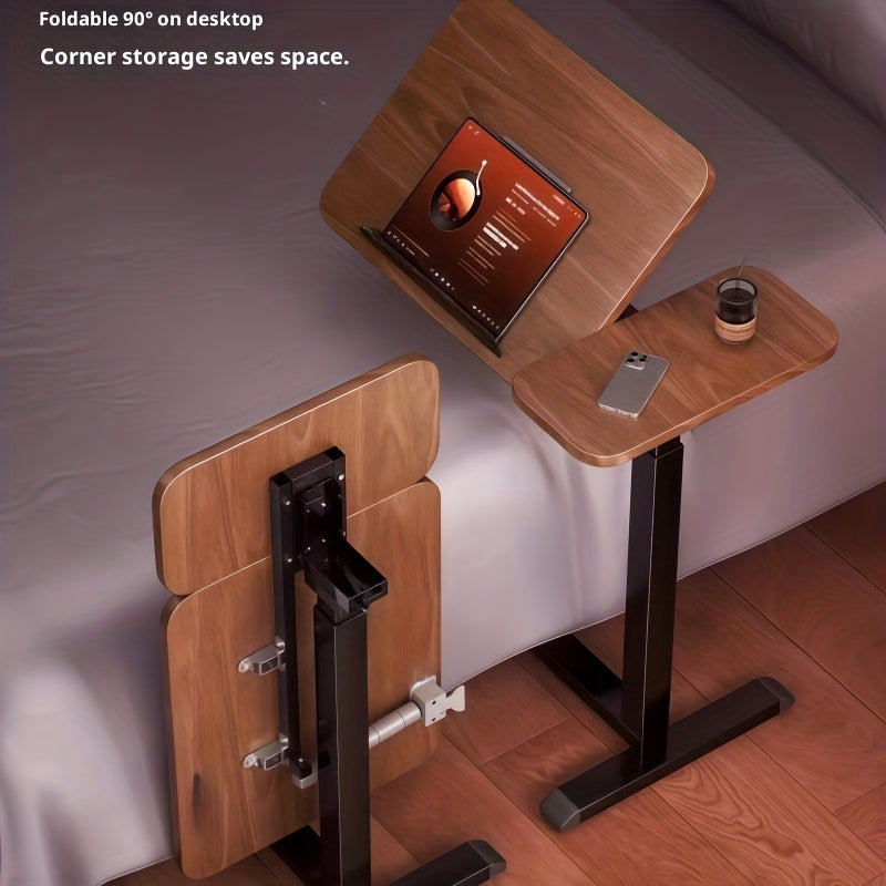 An Ergonomic Laptop Desk - Adjustable Height, Portable, with Hidden Wheels, And a Tiltable Surface for Home And Office Use, a Perfect Companion for Laptop Additions, Easy to Adjust And Reposition