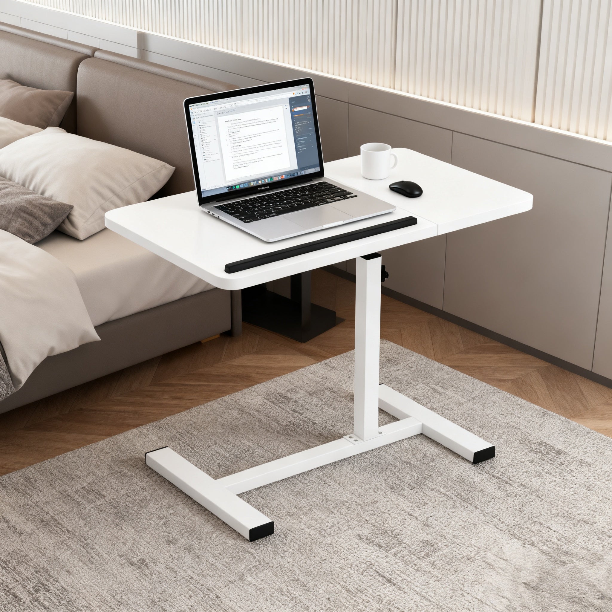 A 4-wheeled Portable Laptop Desk, A Multi-functional Tray Stand, A Bedside Desk That Can Be Flipped 90°-10°, A Mobile Laptop Cart with Hidden Wheels, A Rolling Computer Cart, A Height-adjustable Laptop Stand Desk, A Folding Desk, A Study Desk, An